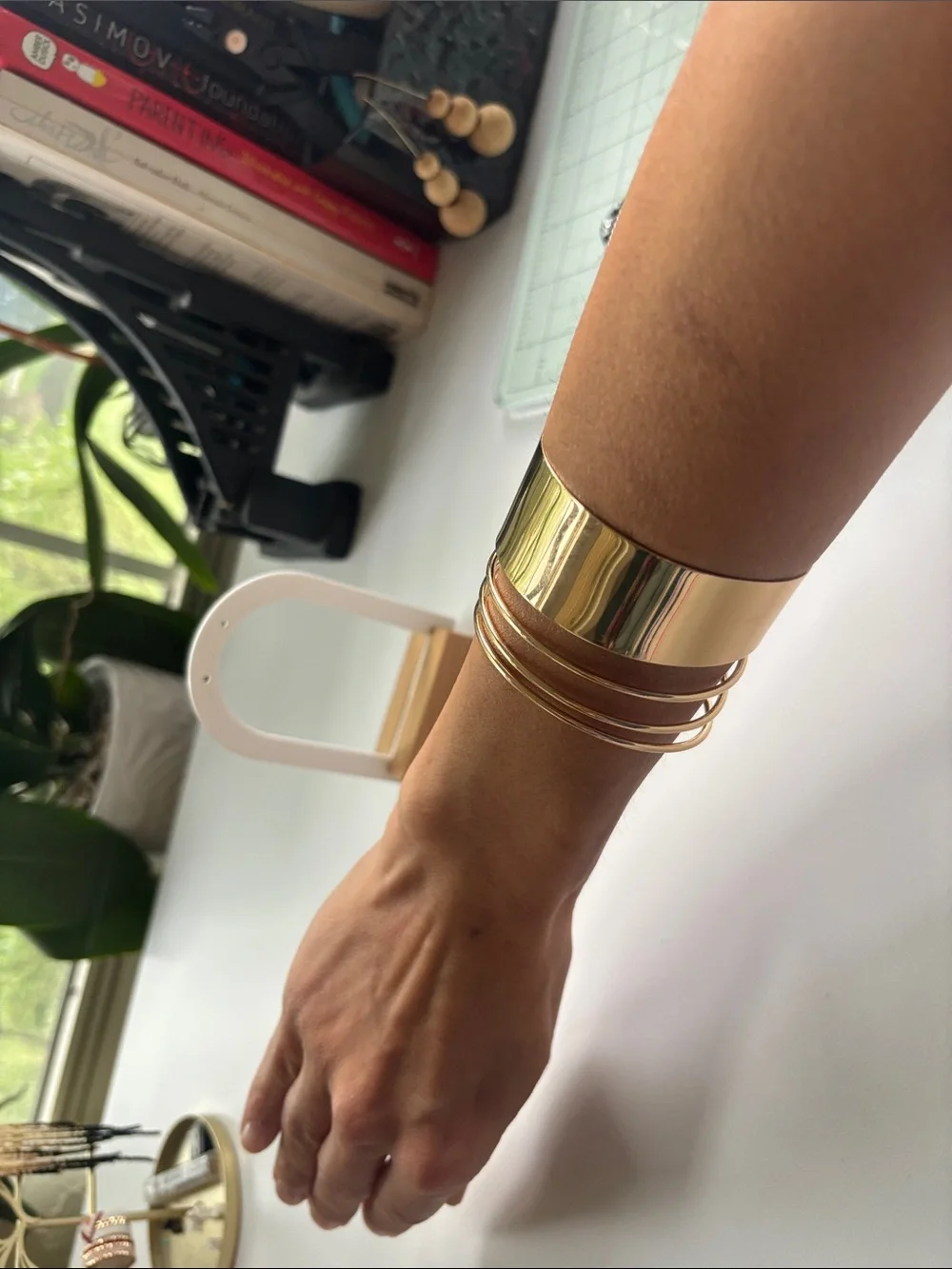 Gold-Tone Statement Cuff and Bangles Bracelet Set